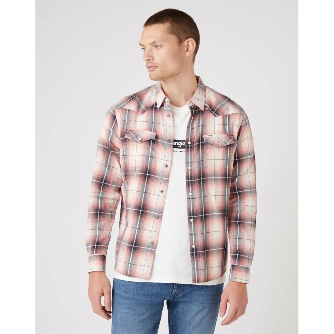 Chemise pour homme en coton corail Wrangler - Chemise Homme sur MenCorner