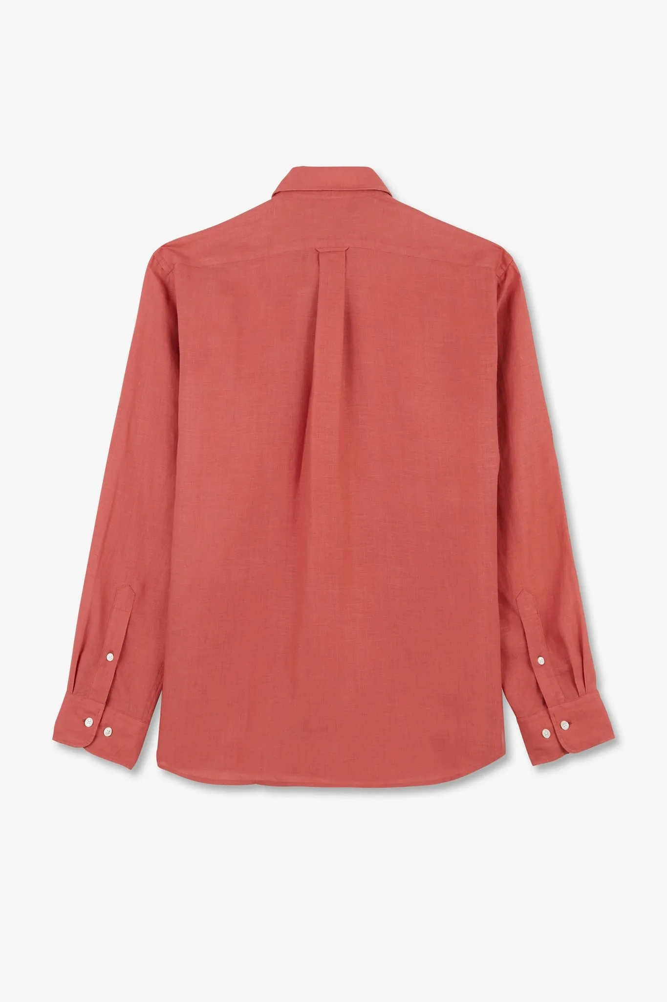 Chemise unie rouge brique en lin