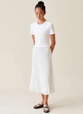 CLAUDIE PIERLOT  Robe longue évasée à col rond - Blanc