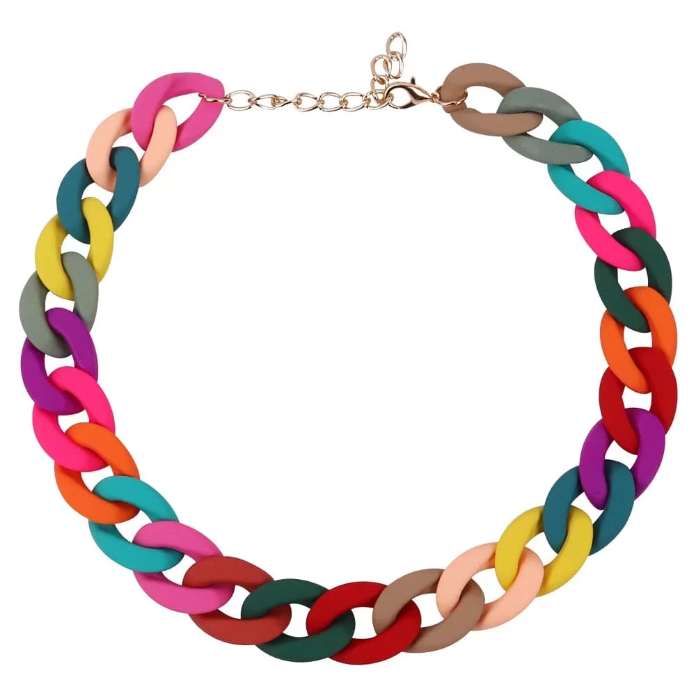 Collier de Chaînes Choker ras du cou Mode colorée en acrylique
