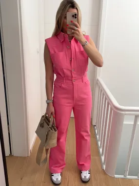 Combinaison JENALA En jean sans manche rose