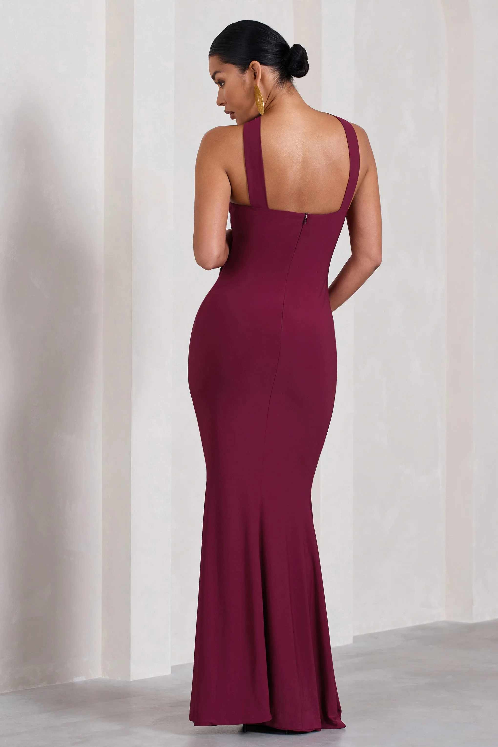 Cross My Heart | Robe longue rouge de maternité sans manches à encolure croisée
