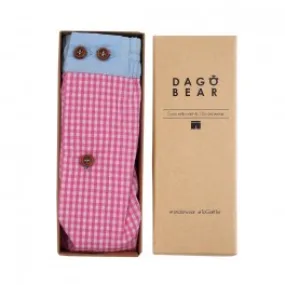 Dagobear - Caleçon homme vichy rose et bleu