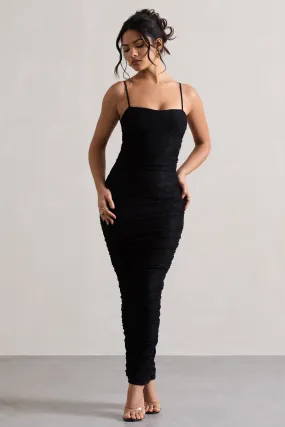 Ellis | Robe longue noire moulante à lacets