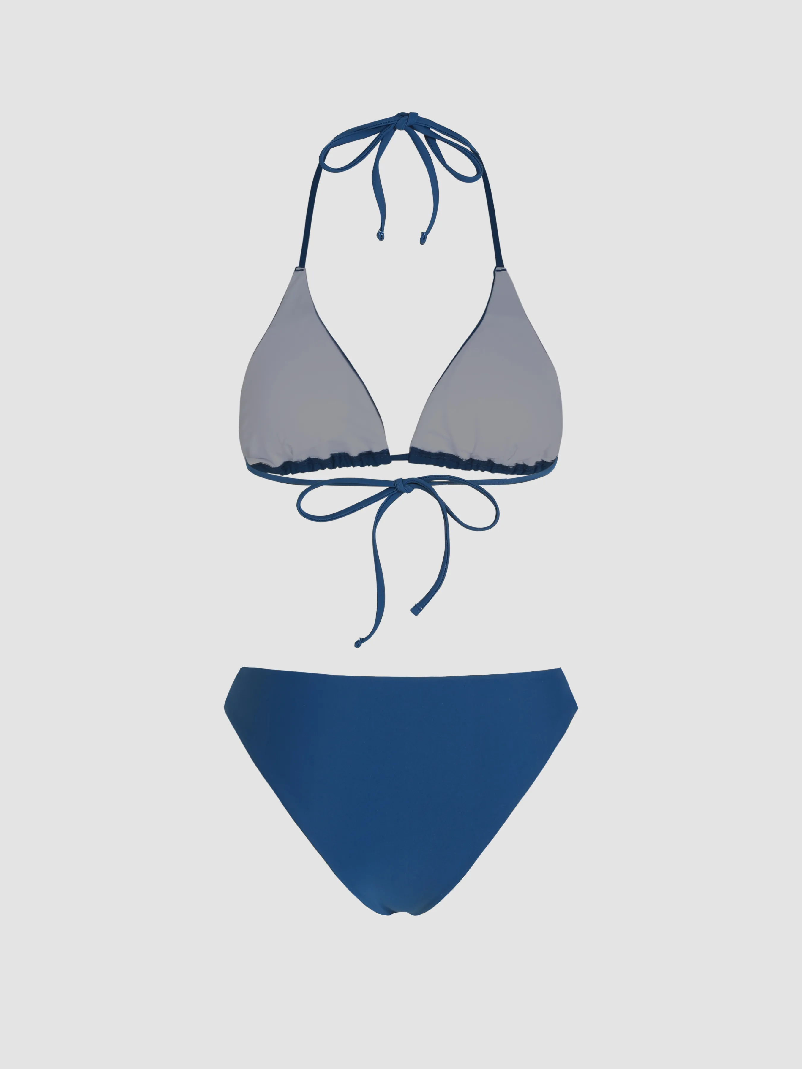  Ensemble 3 pièces Bikini Uni à Col Halter et Paréo