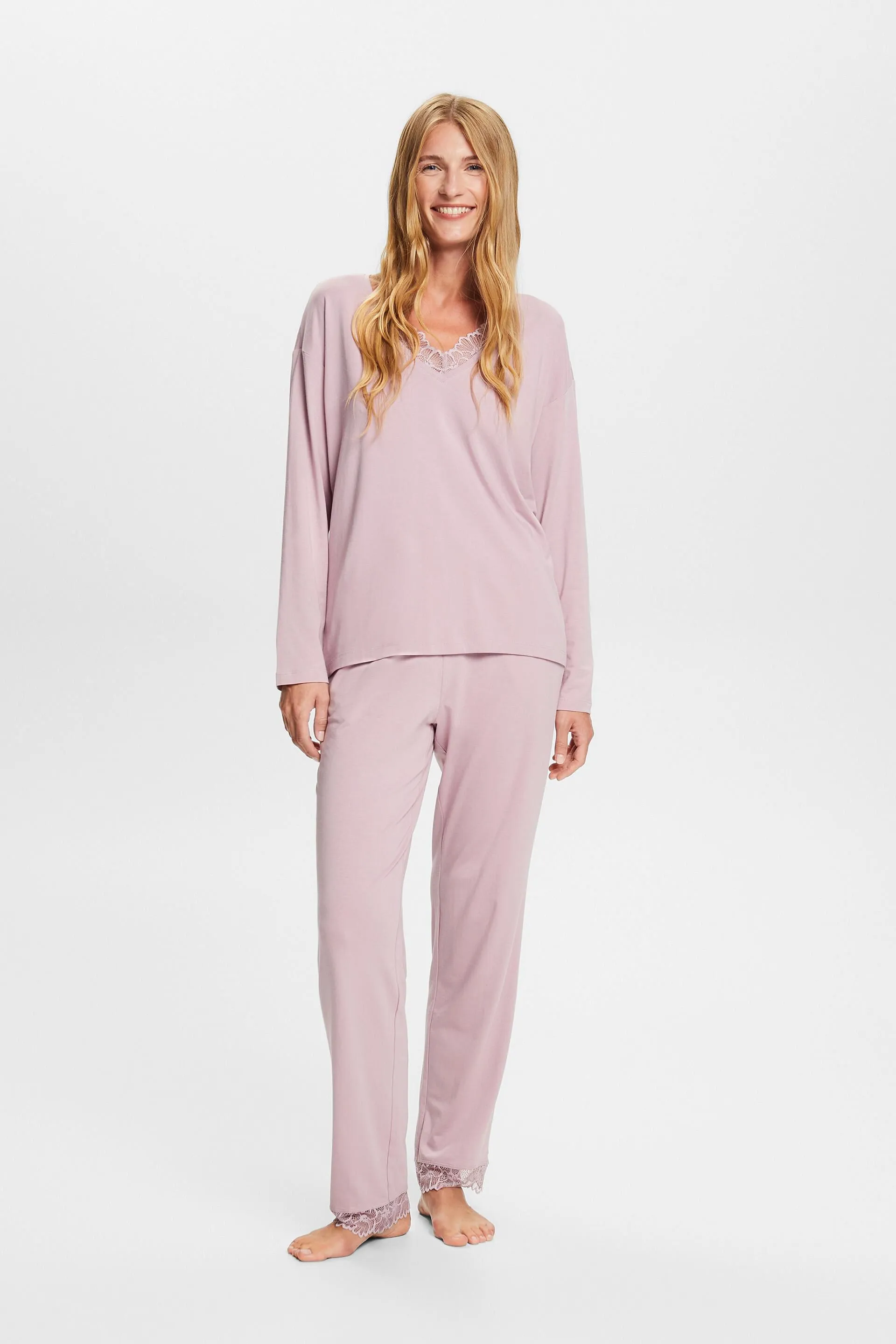 Ensemble de pyjama en jersey et dentelle