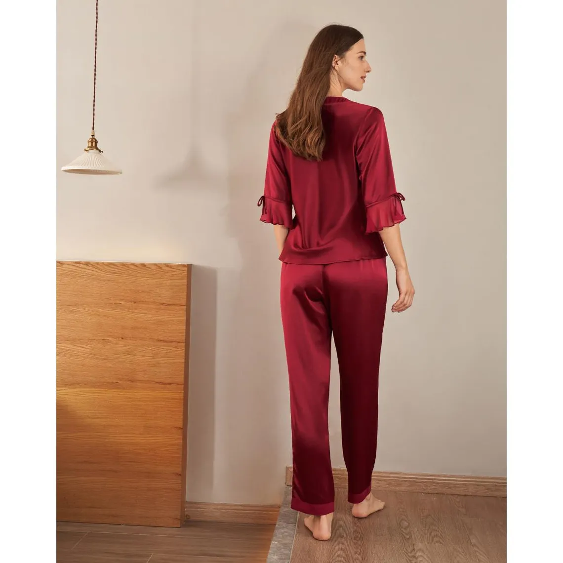 Ensemble De Pyjama En Soie  Dentelle rouge | 3 Suisses