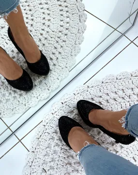 Escarpins noirs effets pailletés à talons aiguilles