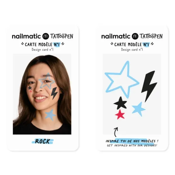 Feutres Tatouages Temporaires Tattoopen ROCK Bleu & Noir - Nailmatic