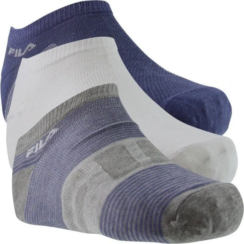 FILA 3 paires Socquettes Femme Coton FINERAYURE Violet Blanc Gris