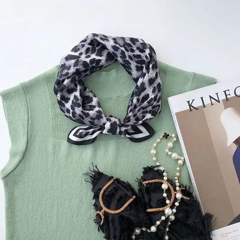 Foulard Cheveux Léopard Gris