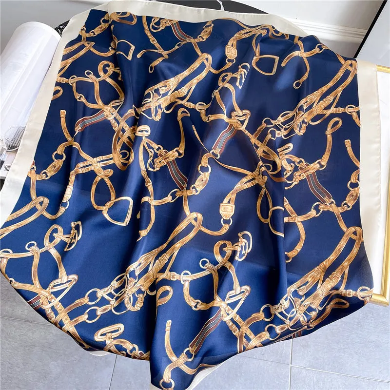 Foulard pour cheveux 70 bleu - Graziella