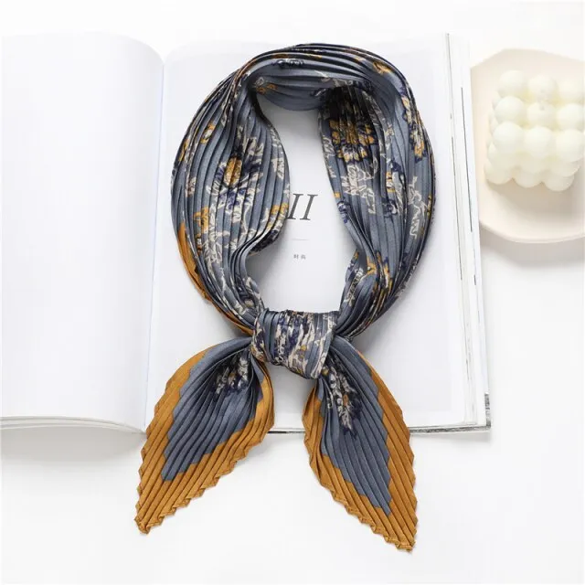 Foulard pour cheveux plissé gris - Xérine