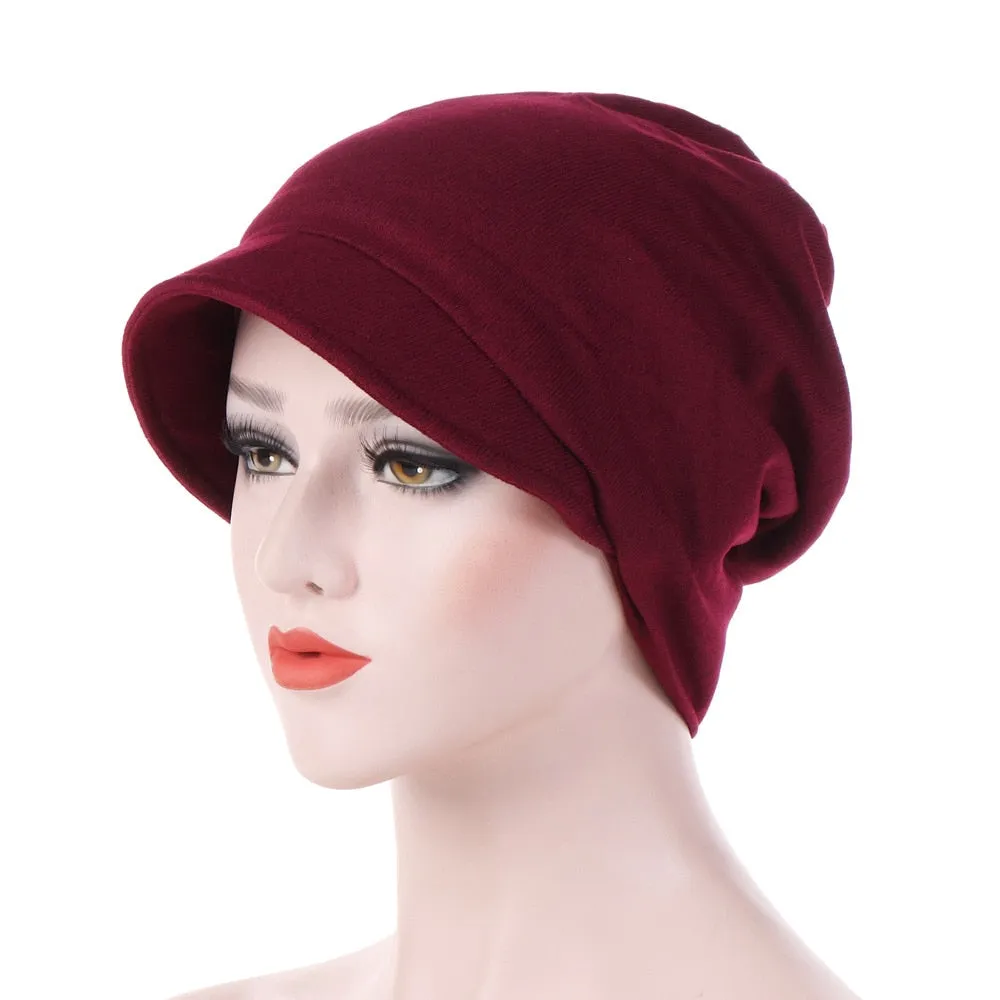 FRANÇOISE Casquette Foulard Chimio Femme Coton Bordeaux