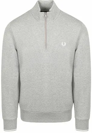 Fred Perry Pull Demi-Zip Mélanger Gris M3574-420 commander 