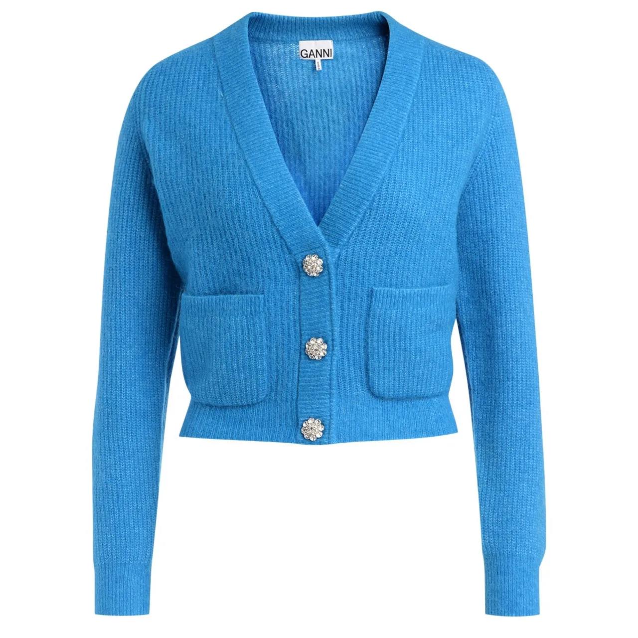 Ganni Cardigan en laine bleu clair