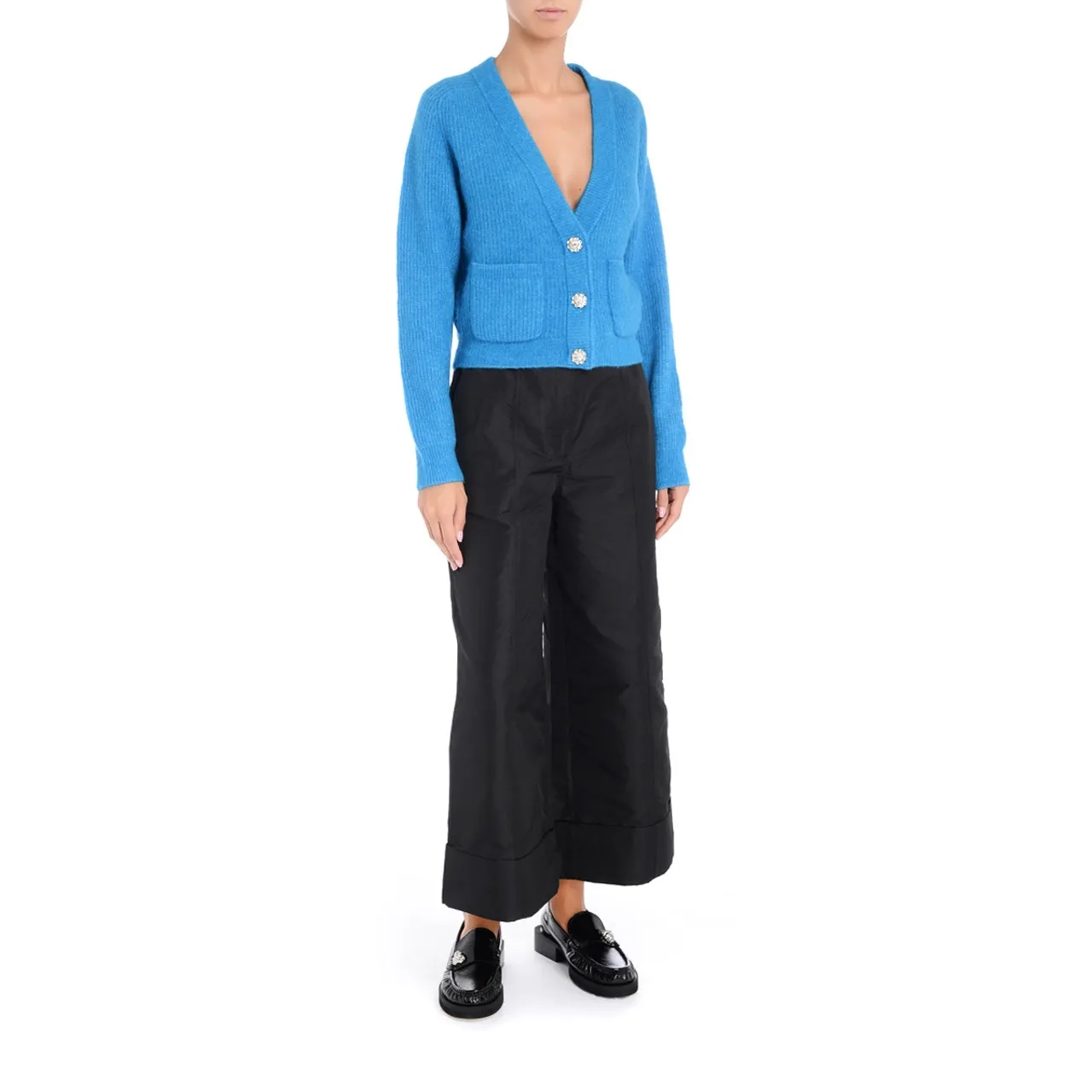 Ganni Cardigan en laine bleu clair
