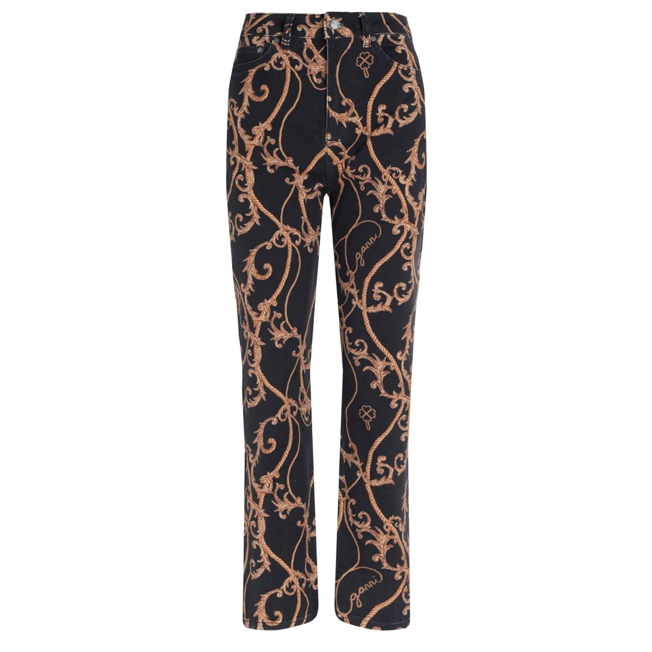 Ganni Jeans Cutye noir avec impression dorée