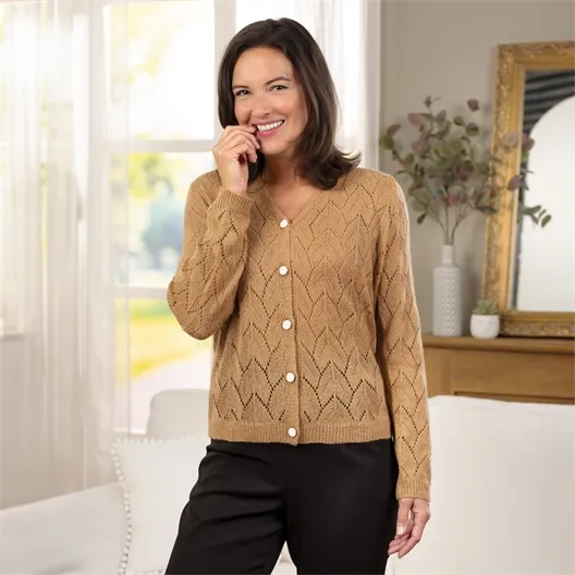 Gilet ajouré camel
