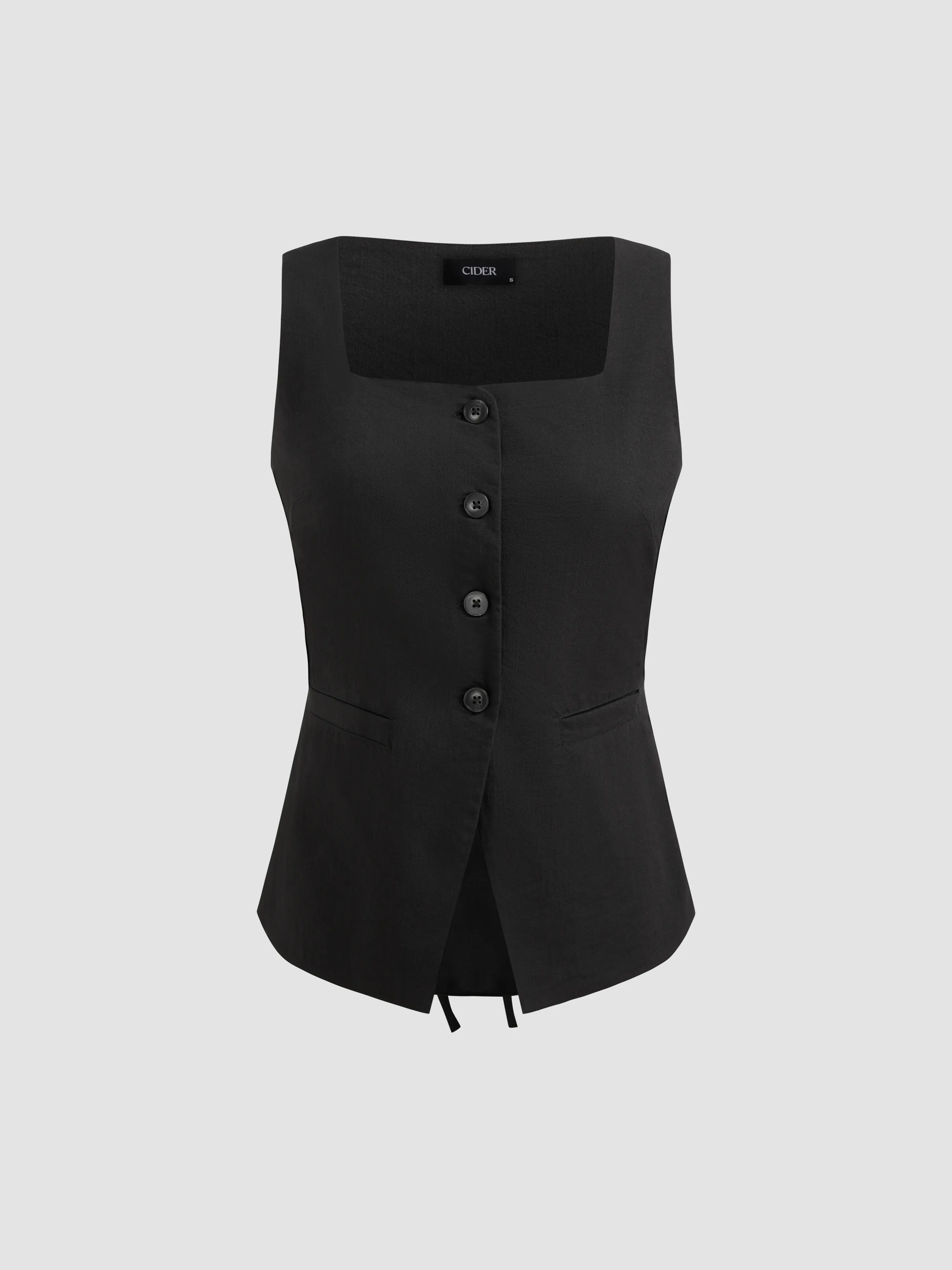 Gilet Blazer noué à col carré tissé uni