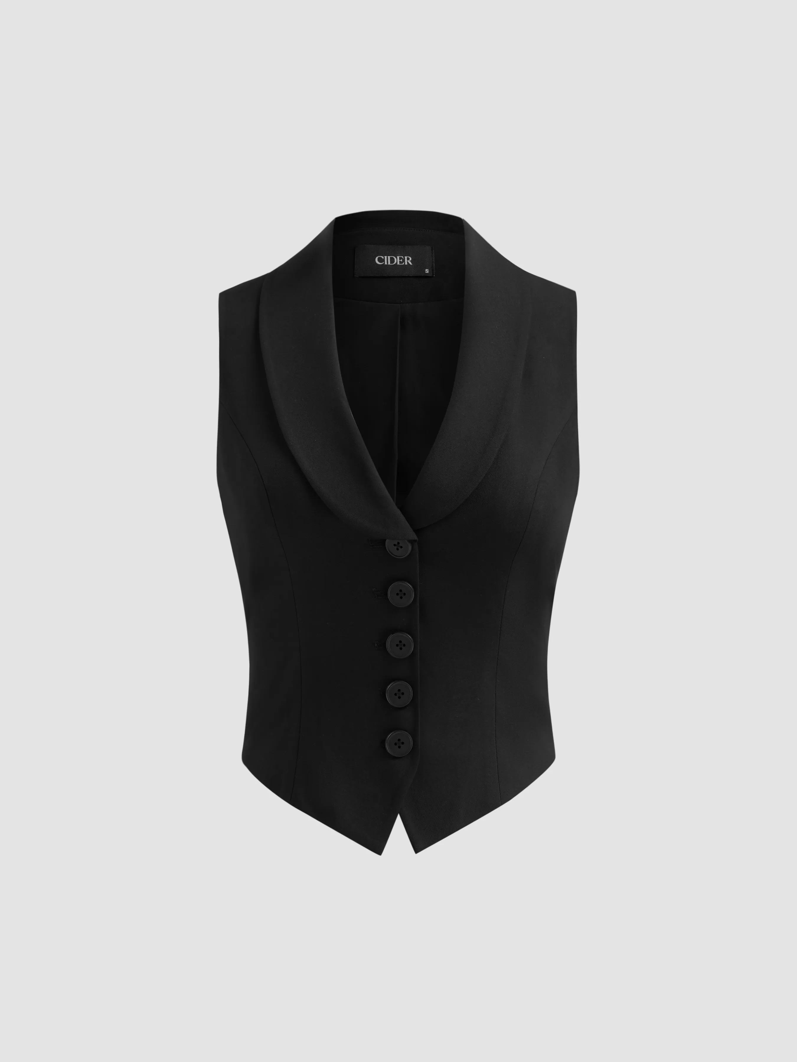 Gilet Blazer à Boutons et Col Tissé Uni