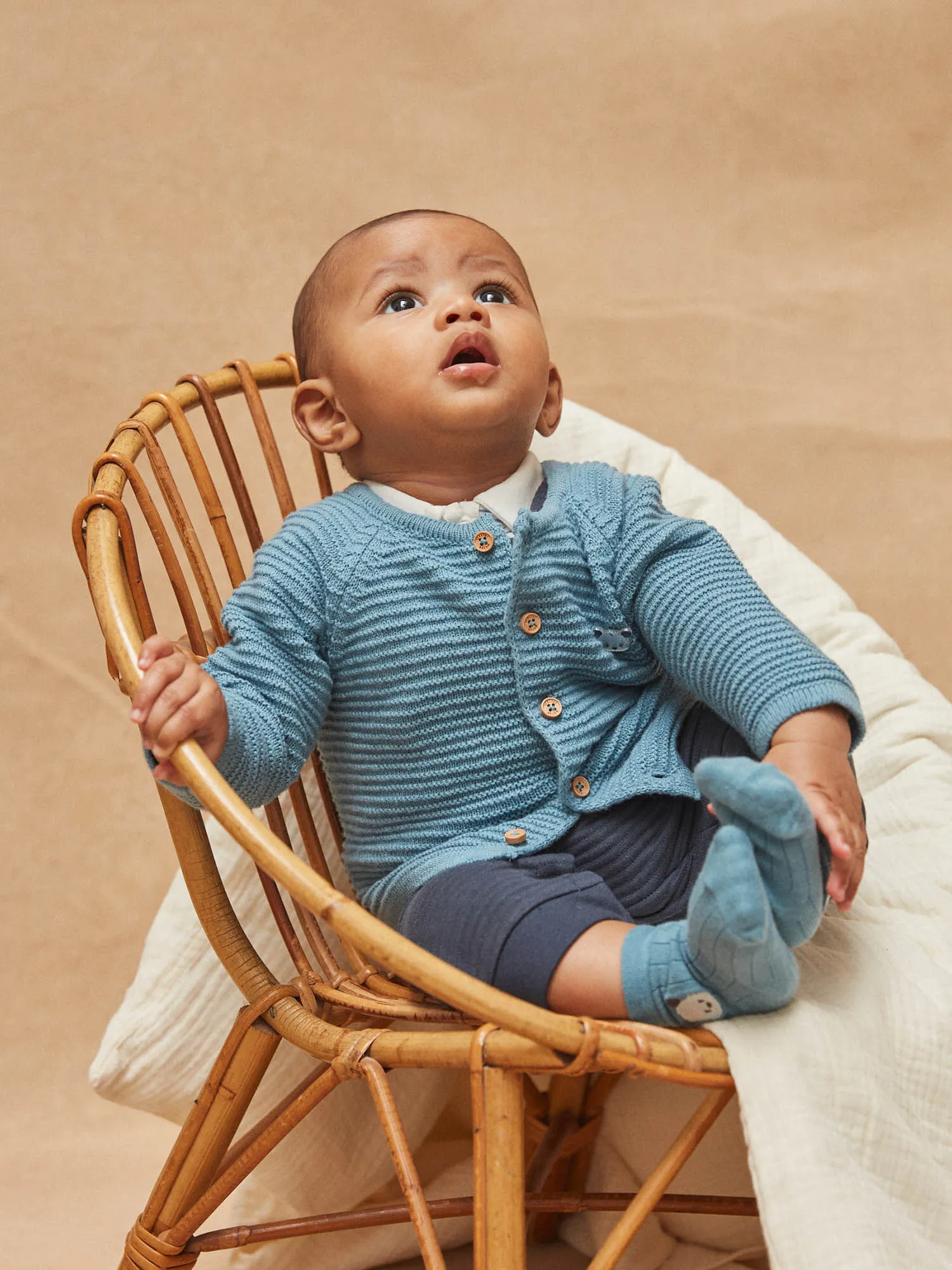 Gilet bleu en tricot
