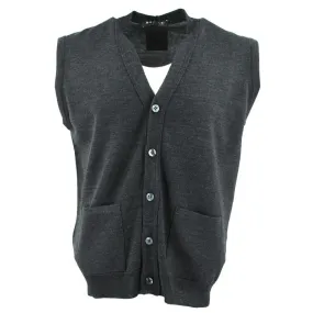 gilet boutonné GUY DE BERAC R0597 laine fine anthracite
