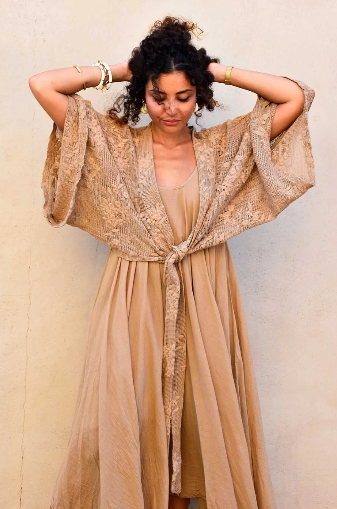 Gilet Brodé Camel LUCIE