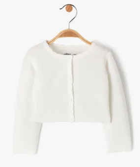 gilet court en coton fantaisie bebe fille beige gilets