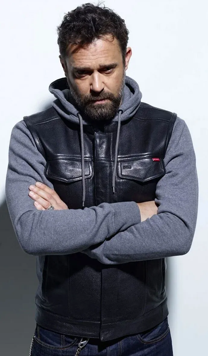 Gilet cuir homme noir
