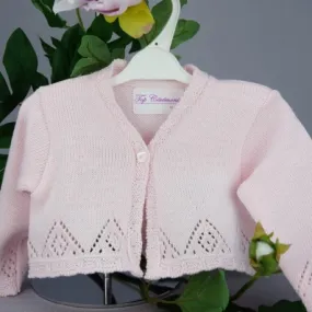 Gilet de baptême fille rose 1