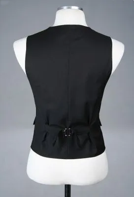 Gilet de costume noir sans manche pour homme avec attache au dos