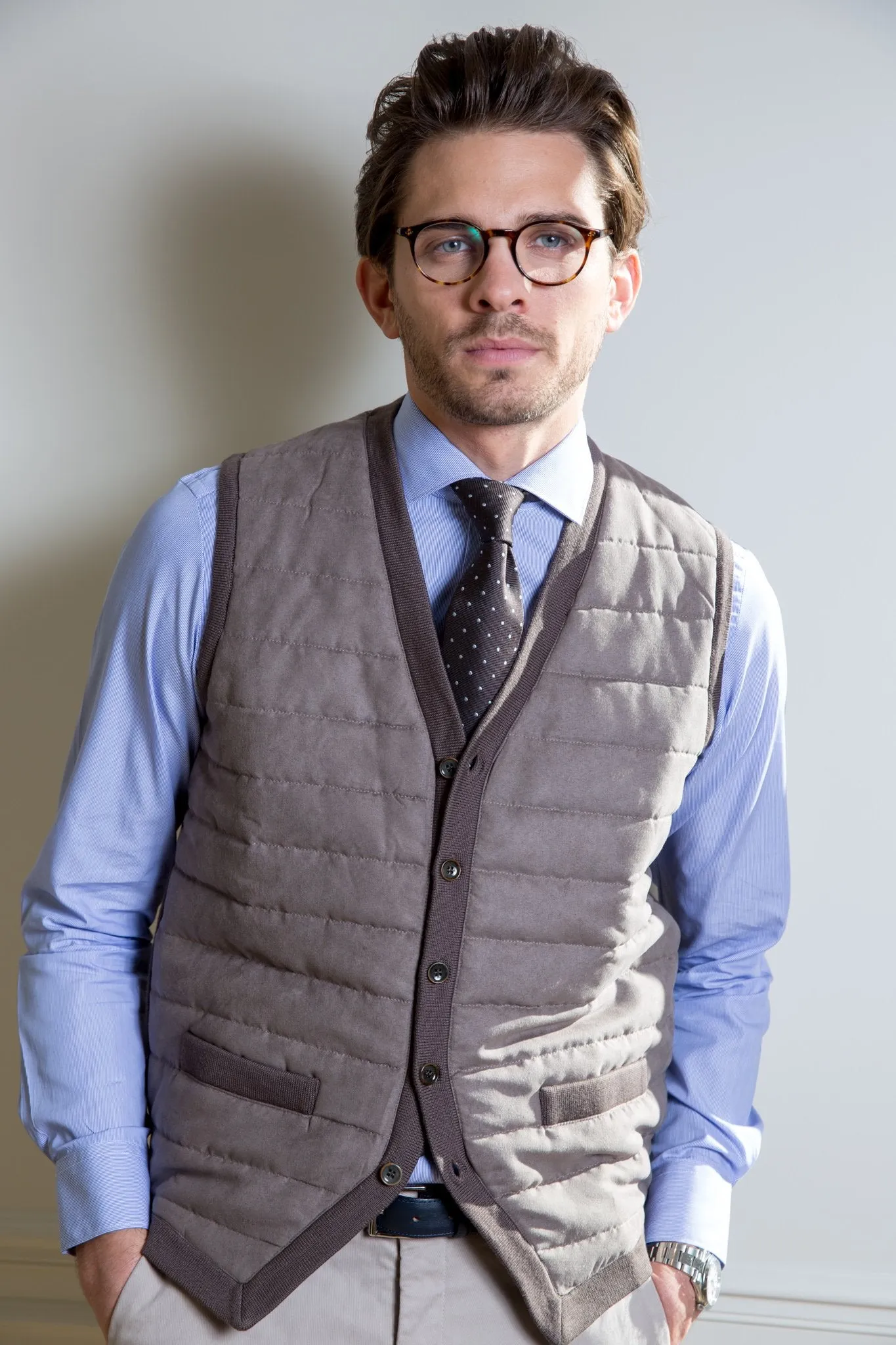 Gilet sans manche Gatsby taupe
