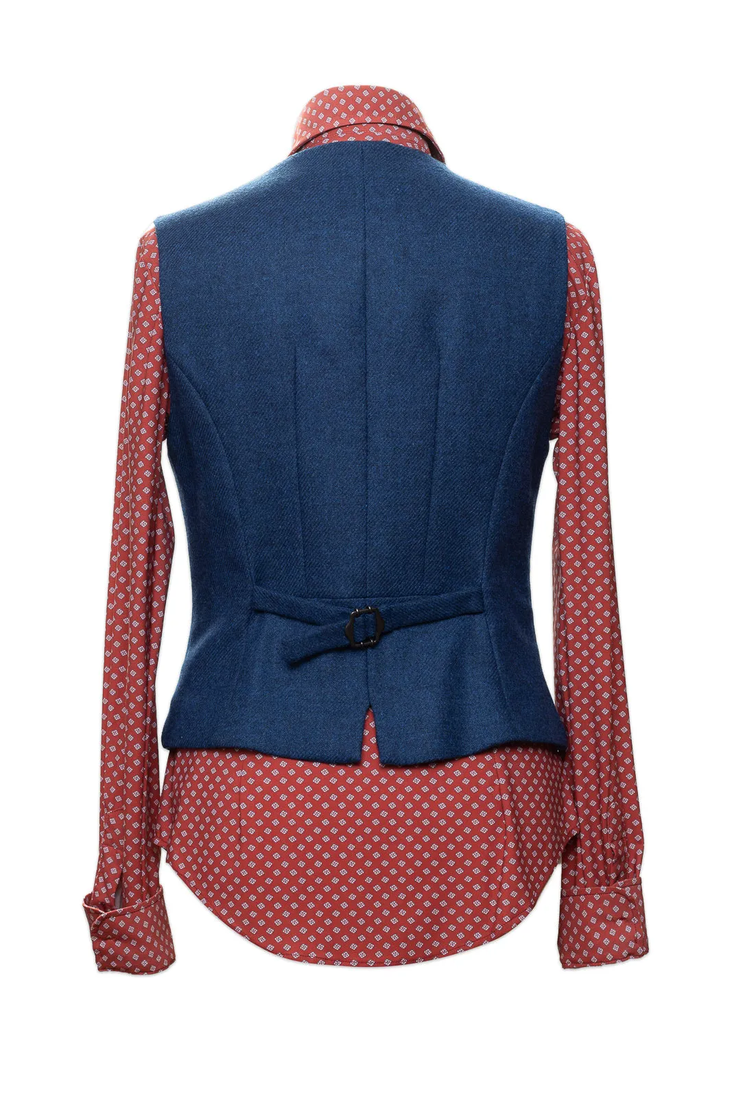 Gilet tailleur tweed femme bleu encre