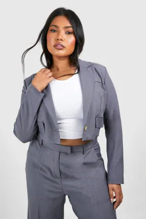 Grande taille - Blazer court à bouton contrastant