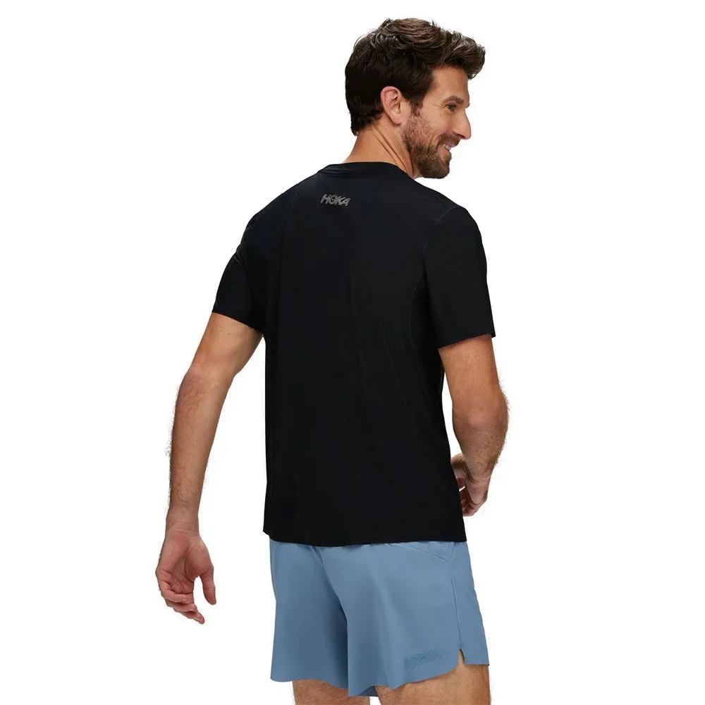 HOKA AIROLITE RUN SHORT SLEEVE Homme BLACK - Tee-Shirt de Running Homme