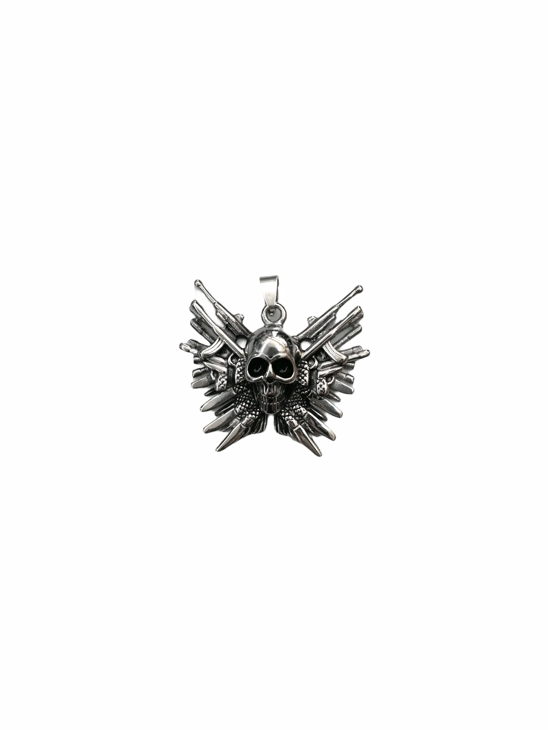 HOMME - Collier pendentif tête de mort INOX (x2)