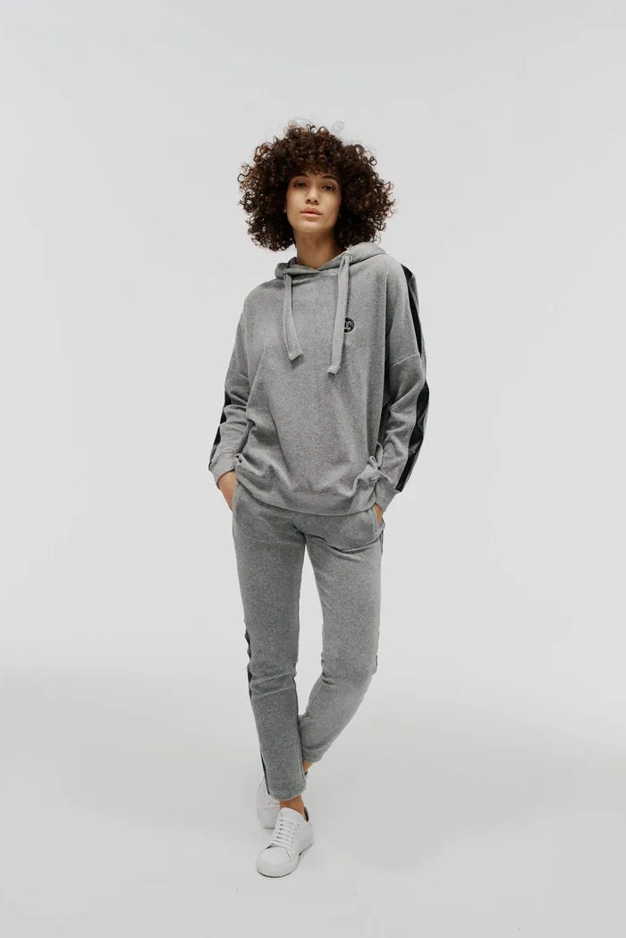 Hoodie Quantum Courage STRIPED LOOSE HOODIE Grey 001