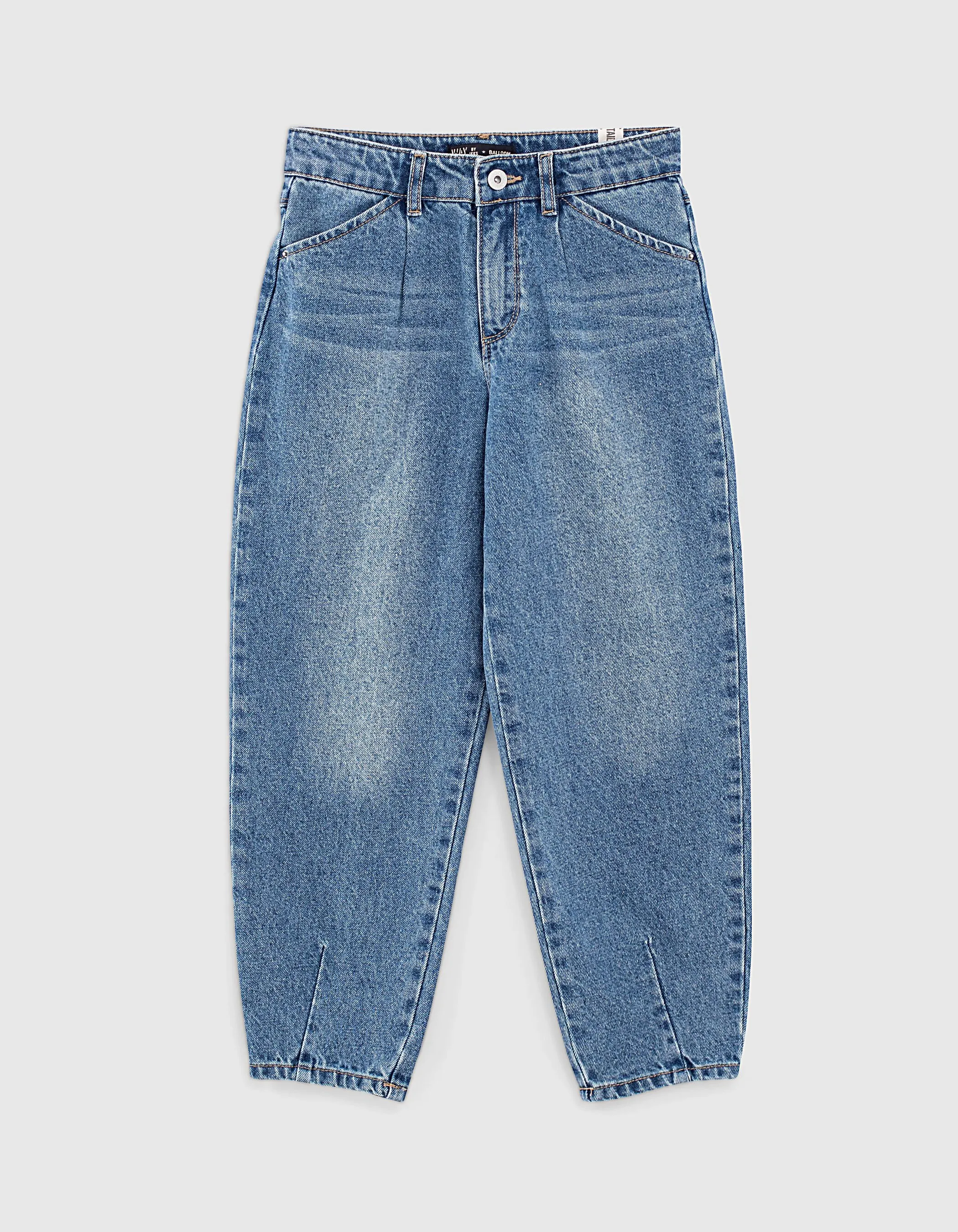 Jean balloon medium blue bio fille