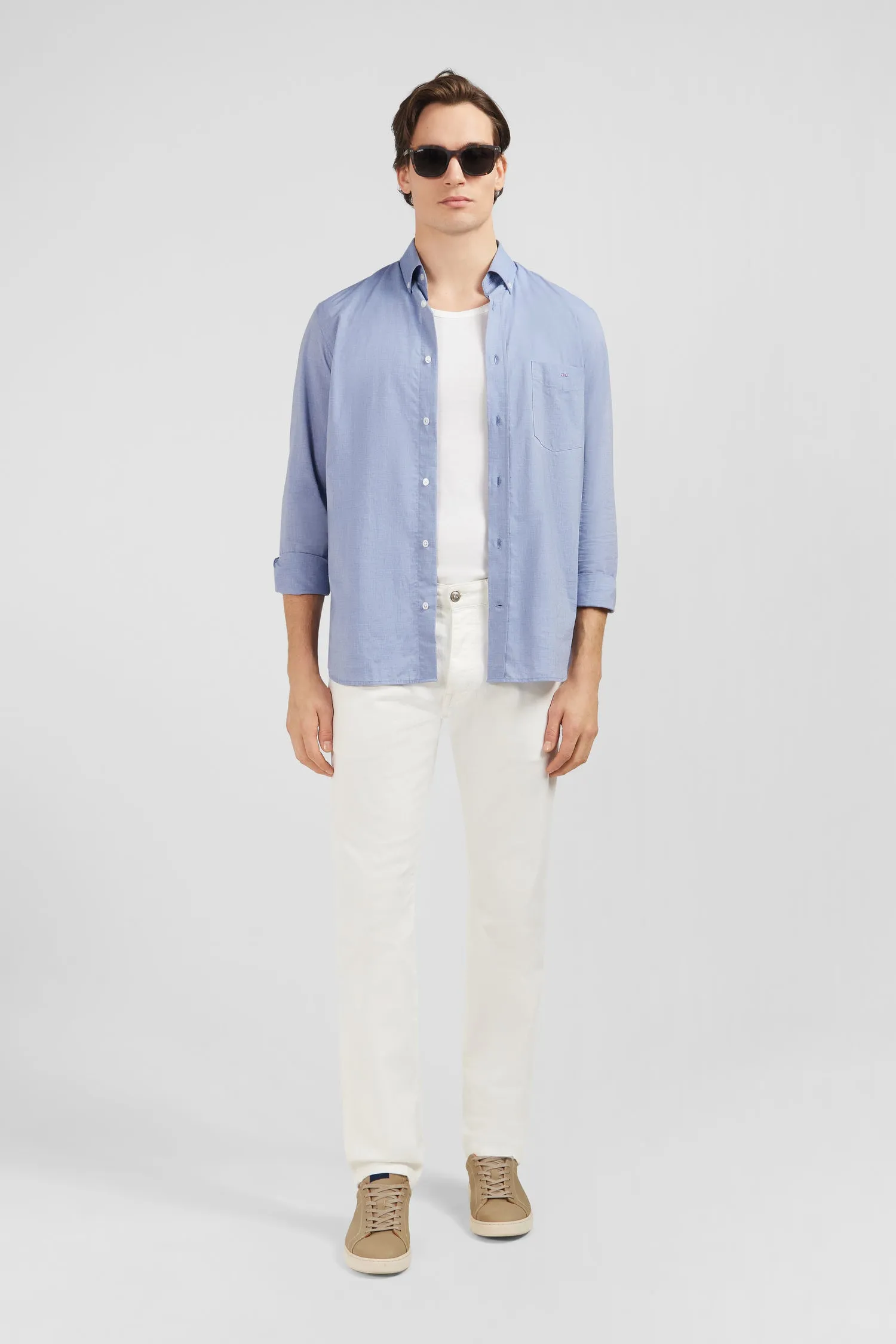 Jean blanc en coton denim stretch coupe regular