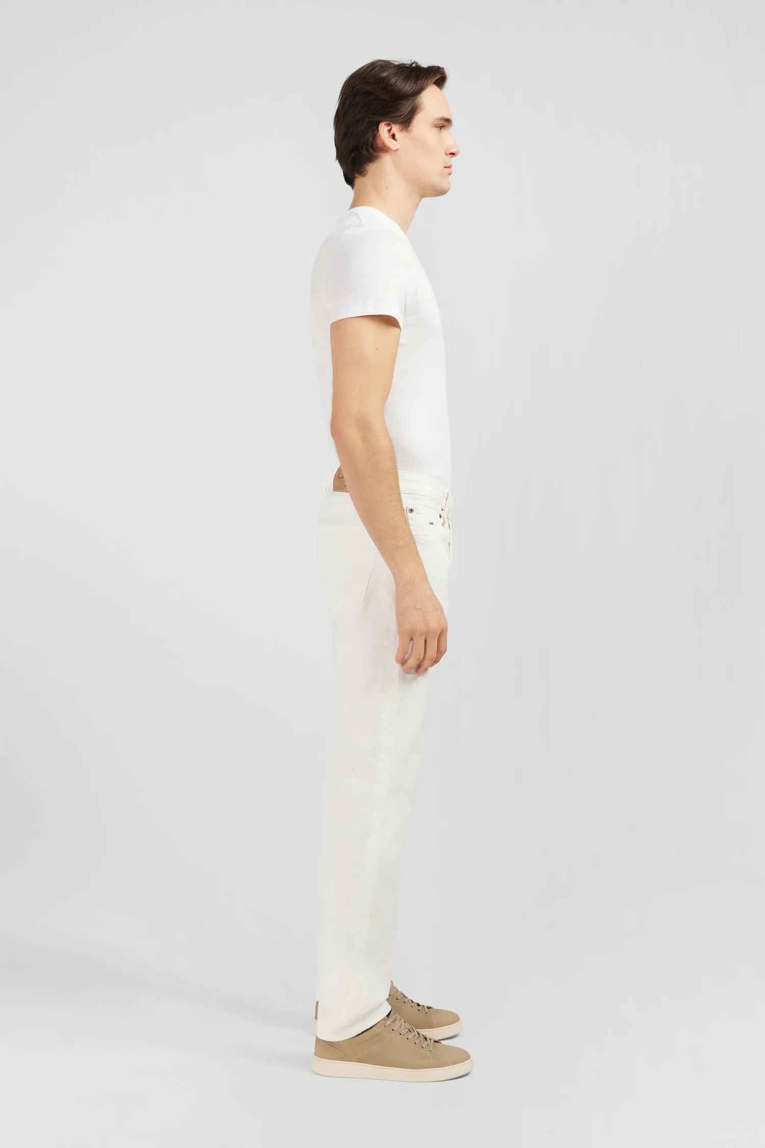 Jean blanc en coton denim stretch coupe regular