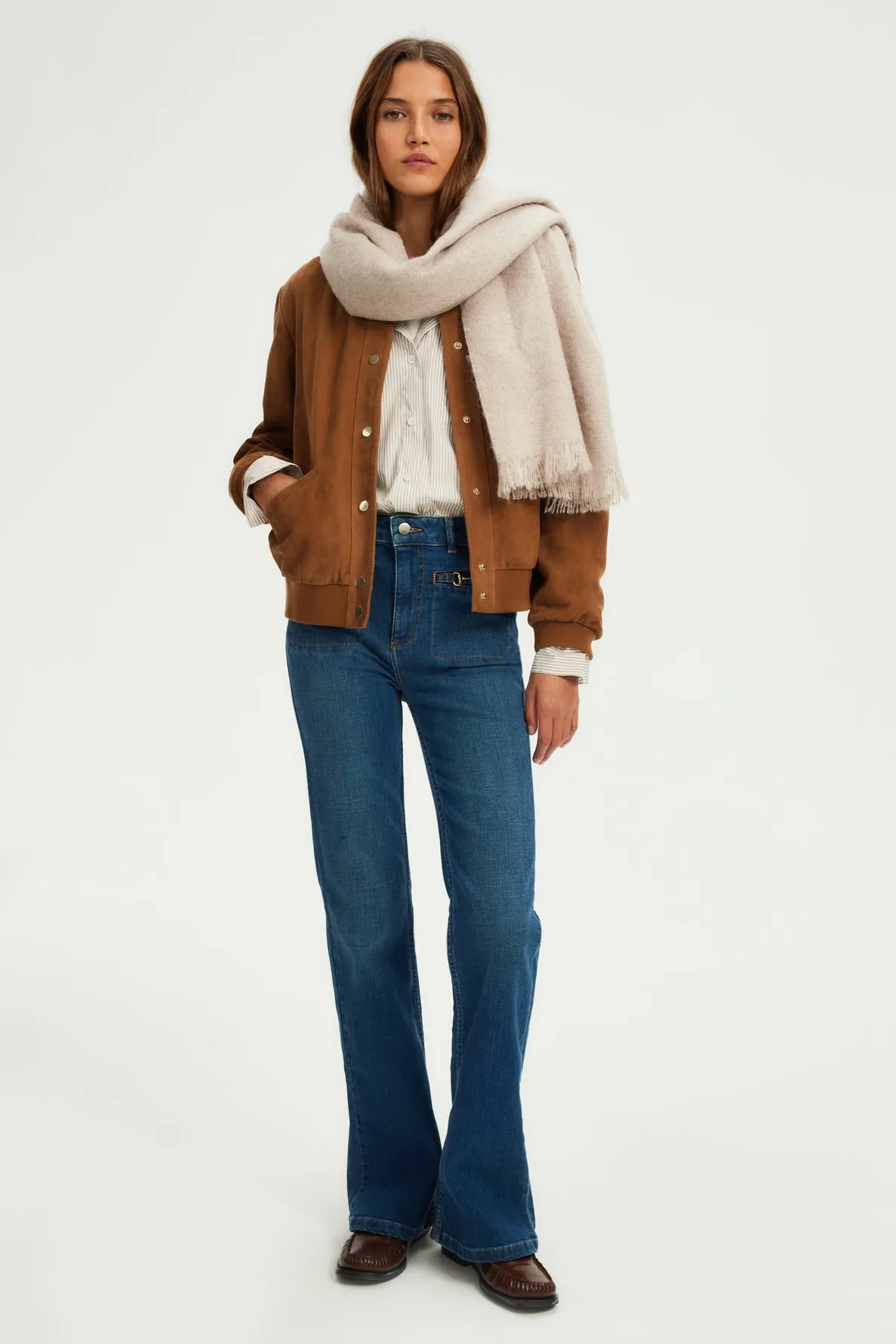 Jean flare brut à boucles jeans - CLAUDETTE  | Pablo