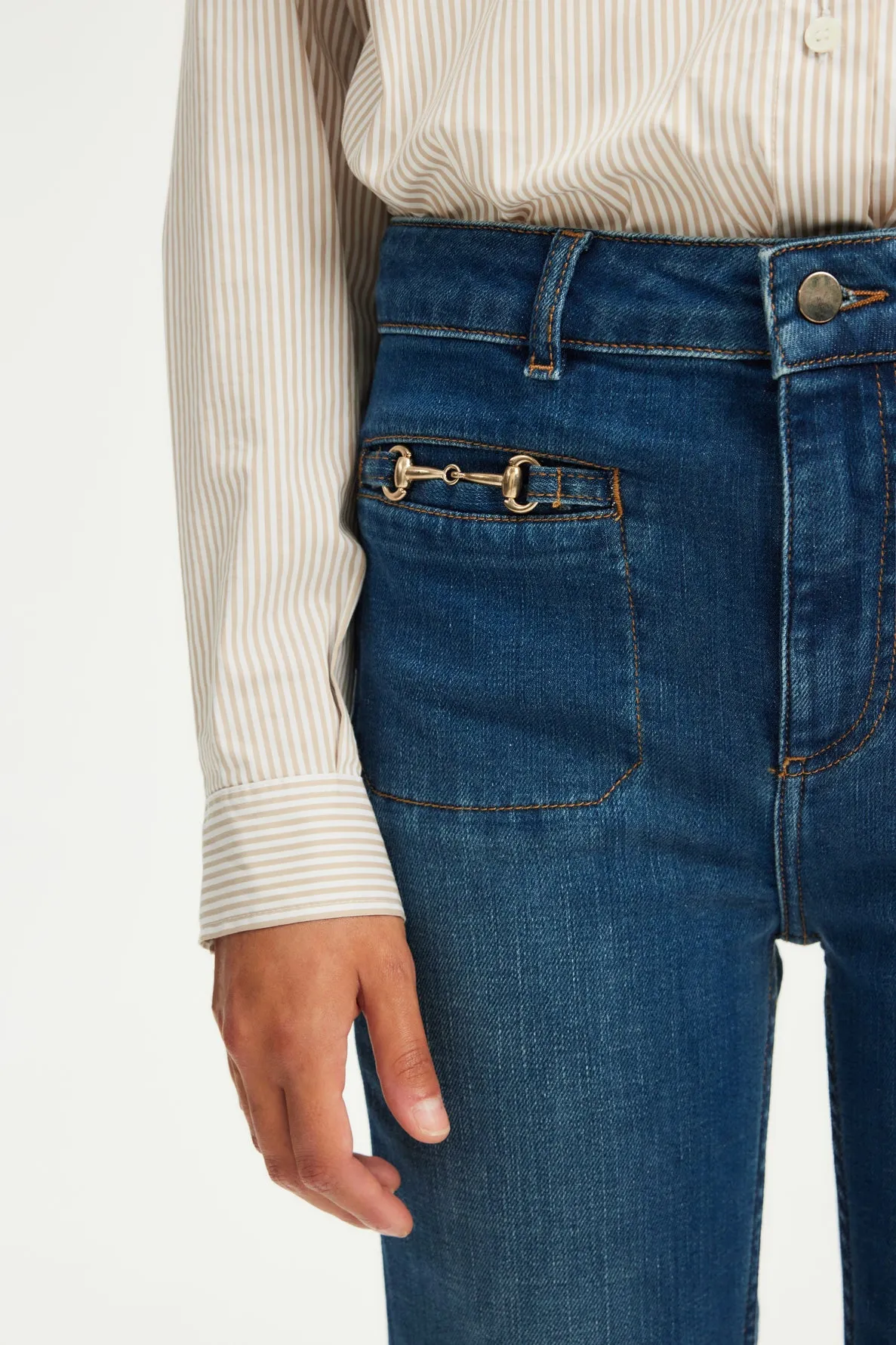 Jean flare brut à boucles jeans - CLAUDETTE  | Pablo