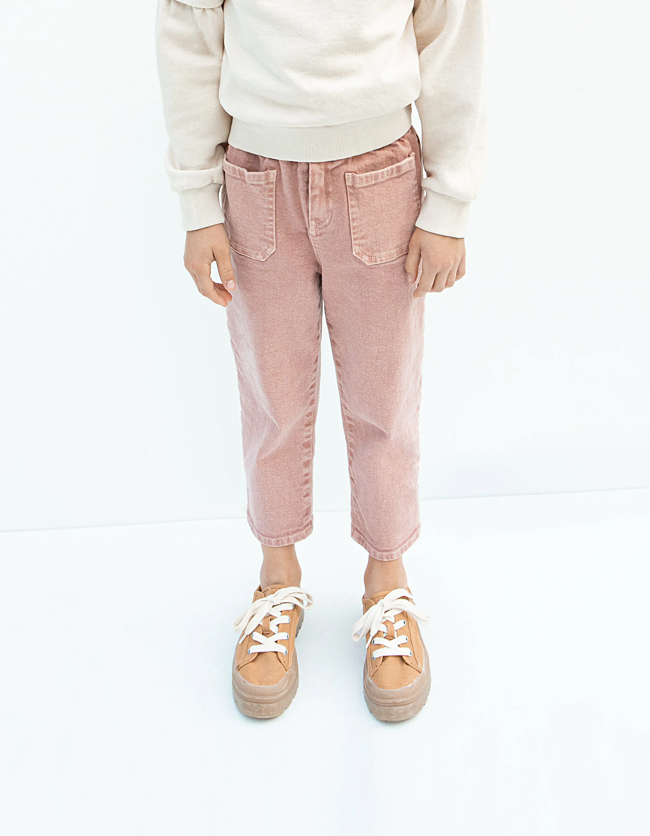 Jean paper bag dusty rose fille