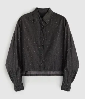 JEANNE VOULAND Partager  Chemise Jorgi Strass Coton Noir  