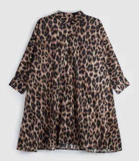 JEANNE VOULAND Partager  Robe Chemise Noli Voile Coton Léopard  