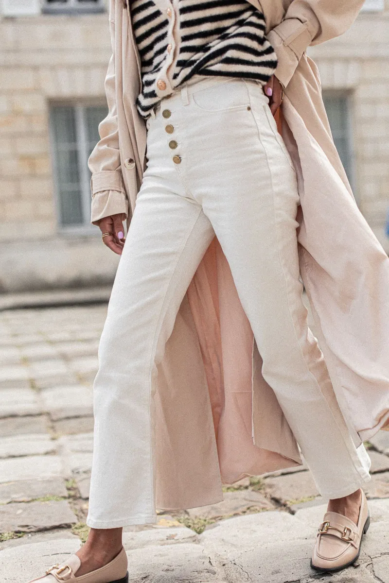 Jeans cropped flare blanc