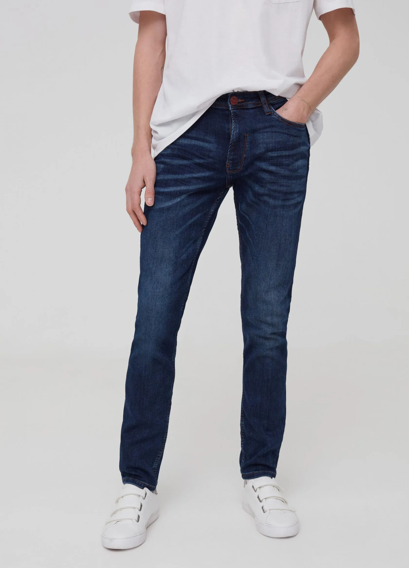 Jeans Homme | Slim-fit jeans with embroidery Lavage foncé | OVS