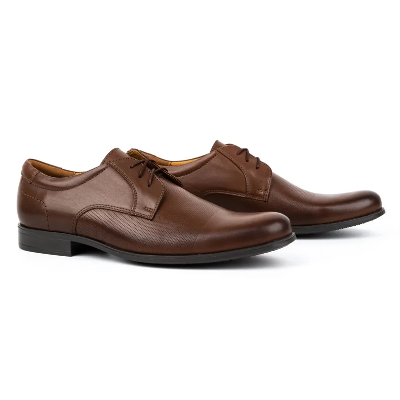 Kampol Chaussures élégantes en cuir pour hommes 344KAM marron brun