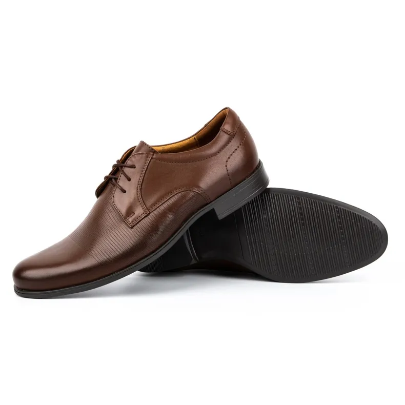 Kampol Chaussures élégantes en cuir pour hommes 344KAM marron brun